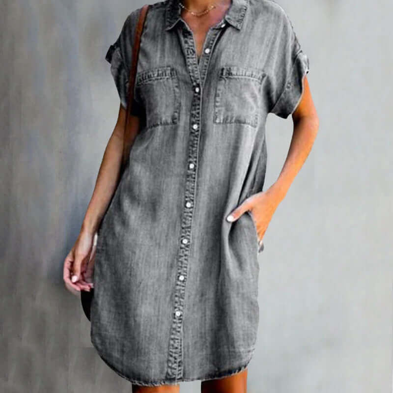 LP | Miniabito in denim con abbottonatura