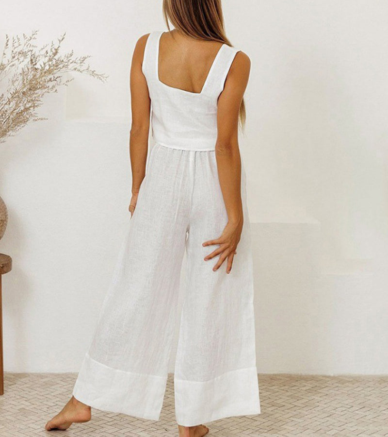 LP | Top minimalista e pantaloni a gamba larga in un set