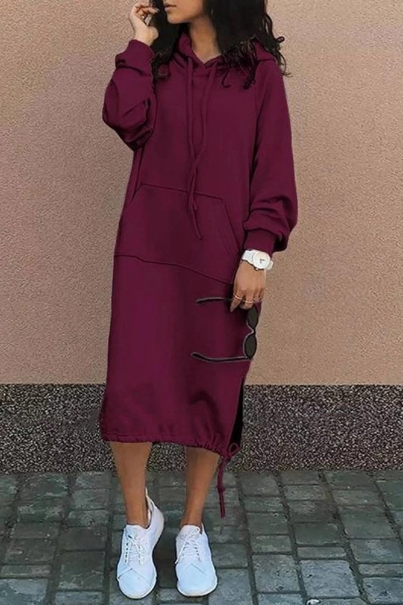 LP | Abito midi casual in felpa con cappuccio