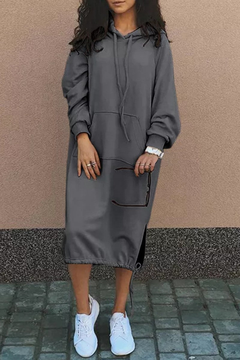 LP | Abito midi casual in felpa con cappuccio