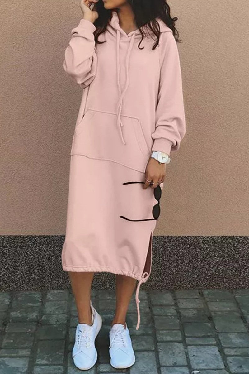 LP | Abito midi casual in felpa con cappuccio