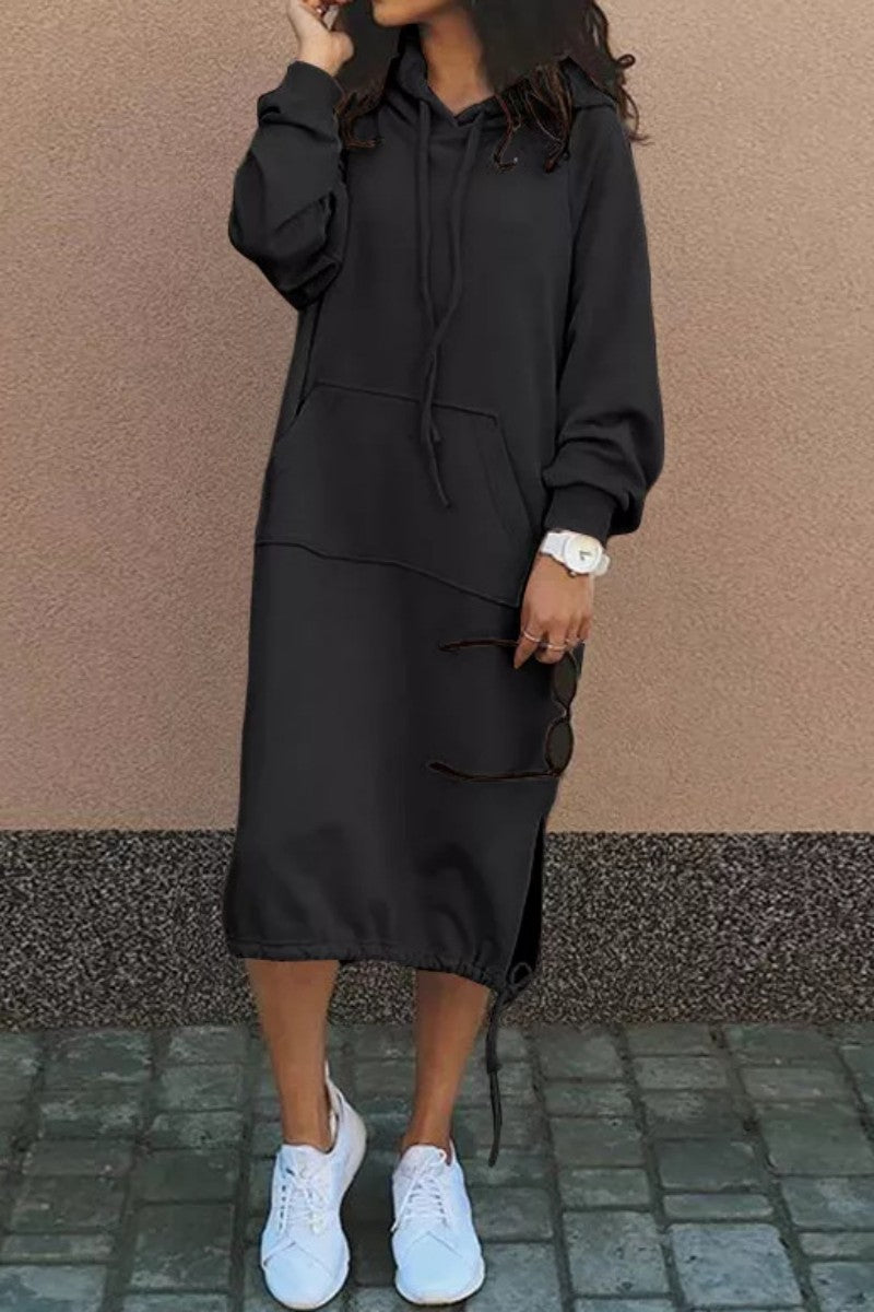 LP | Abito midi casual in felpa con cappuccio