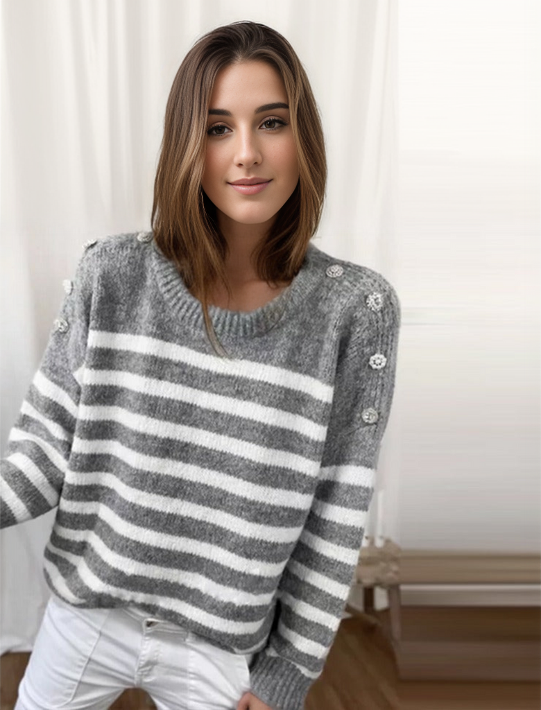 LP |Maglia a righe chic a maniche lunghe