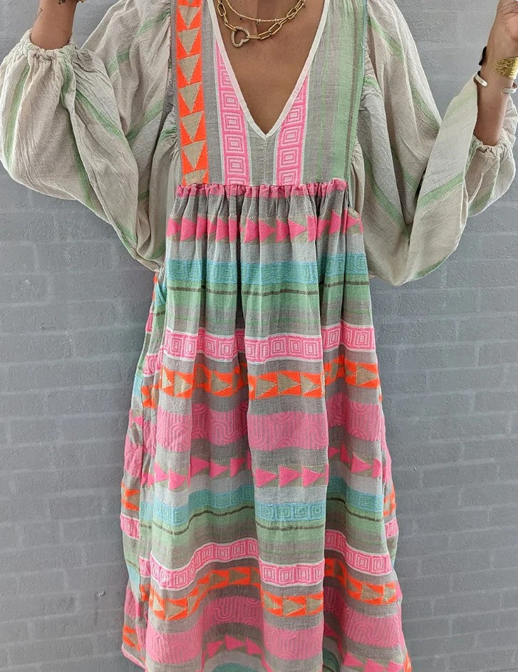 LP | Maxi abito a maniche lunghe con scollo a V