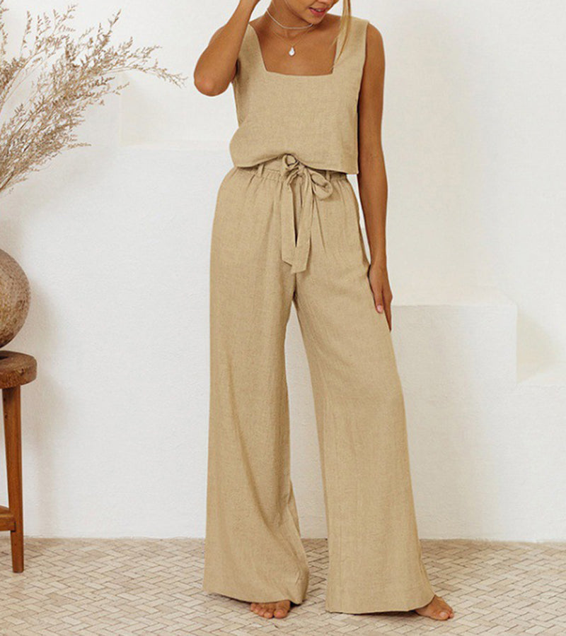 LP | Top minimalista e pantaloni a gamba larga in un set