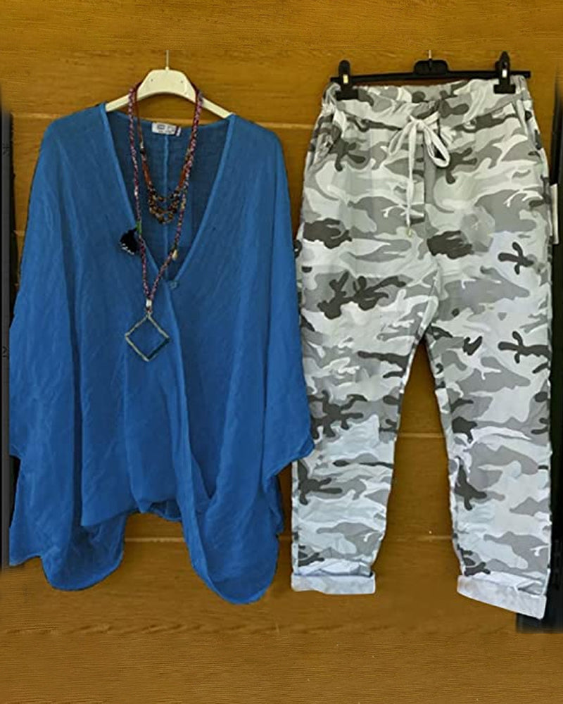 LP | Set di pantaloni e camicetta con motivo mimetico