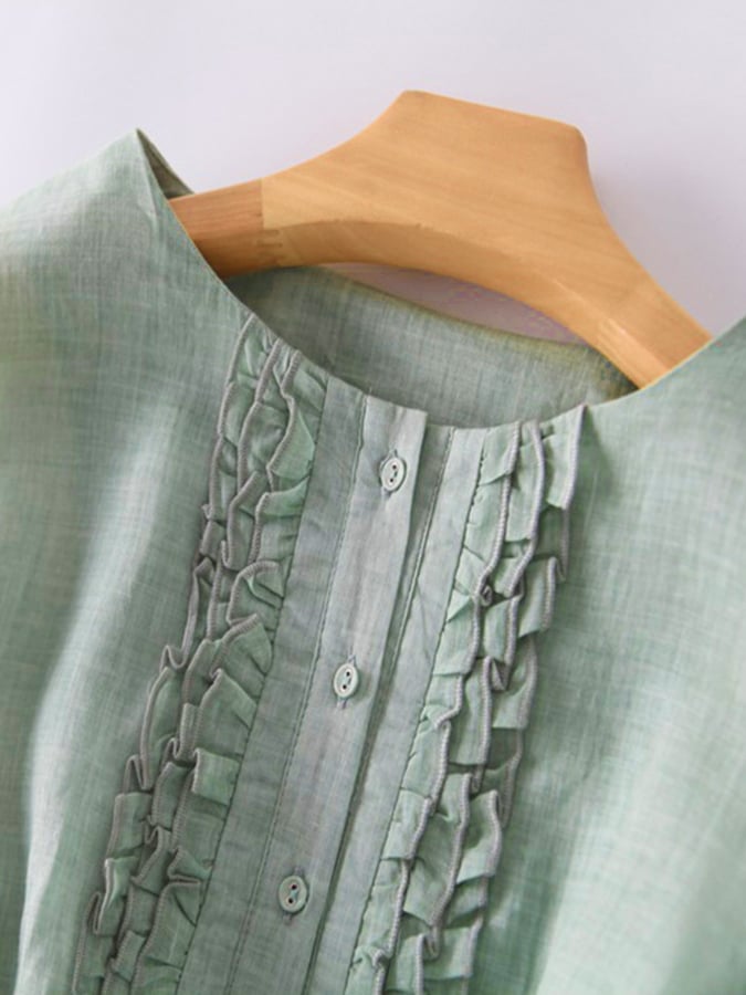 LP | Vestito con volant in cotone e lino