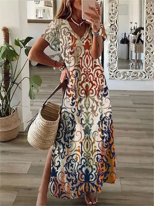 LP | Abito casual stampato con scollo a V per donna