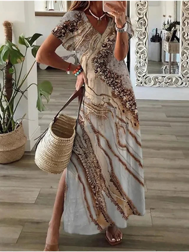LP | Abito casual stampato con scollo a V per donna