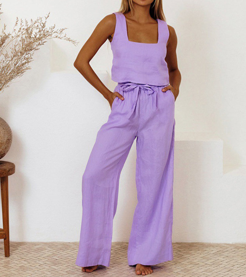 LP | Top minimalista e pantaloni a gamba larga in un set