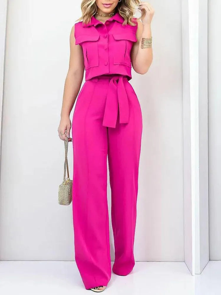 LP | Stile elegante - Cintura con fiocco, gamba larga - Perfetto per occasioni casual e formali