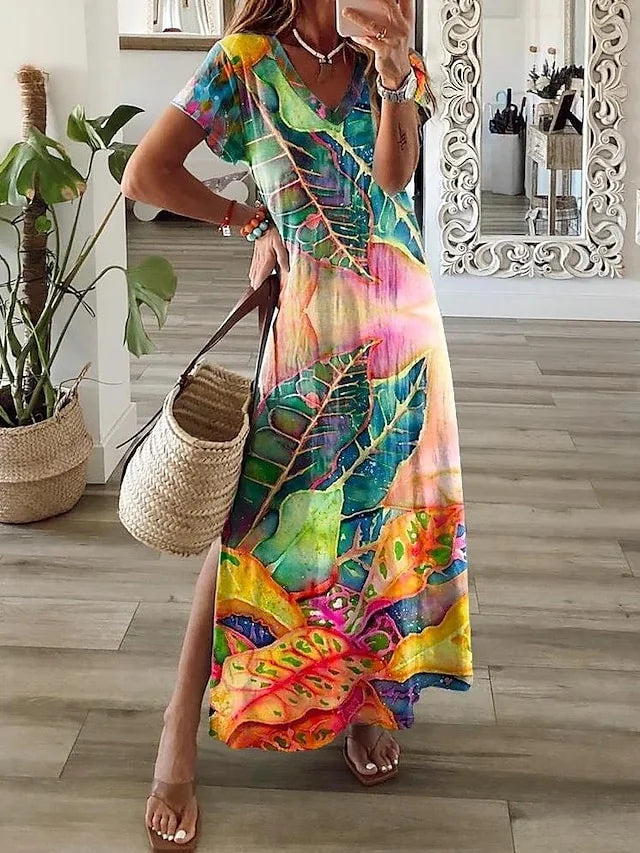 LP | Abito casual stampato con scollo a V per donna