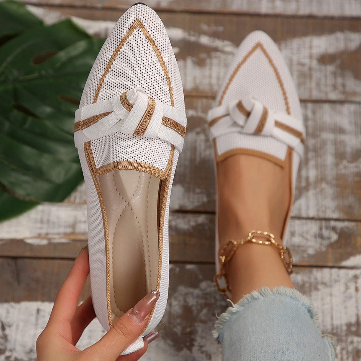 LP | Moda a punta con fiocco scarpe piatte