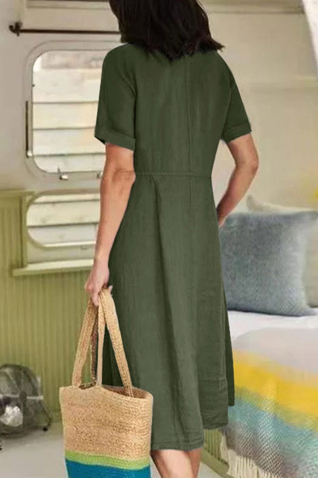 LP | Vestito midi abbottonato in cotone e lino