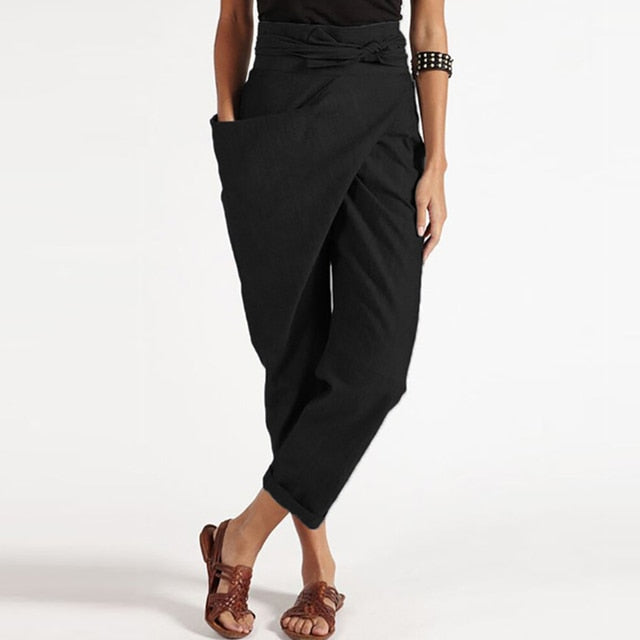 LP | Elegante pantalone cropped con fascia frontale