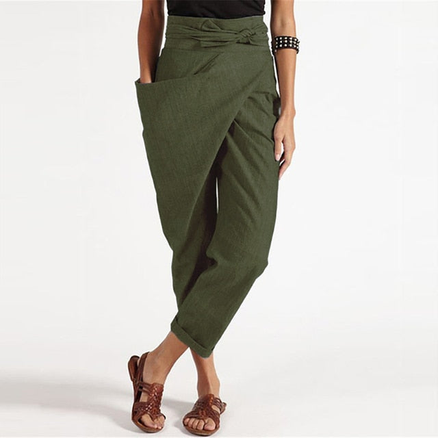 LP | Elegante pantalone cropped con fascia frontale