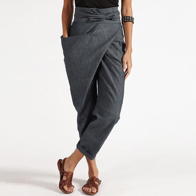 LP | Elegante pantalone cropped con fascia frontale