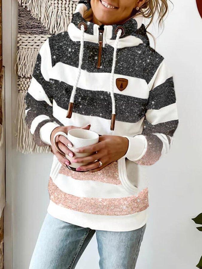 LP | Felpa con cappuccio a righe con coulisse