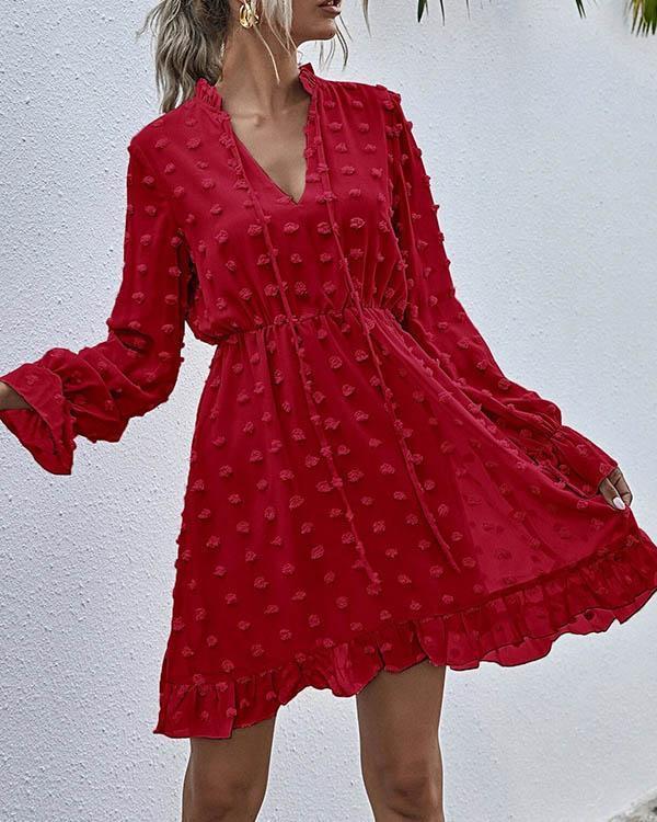 LP | Abito alla moda in pizzo chiffon con balze in vita