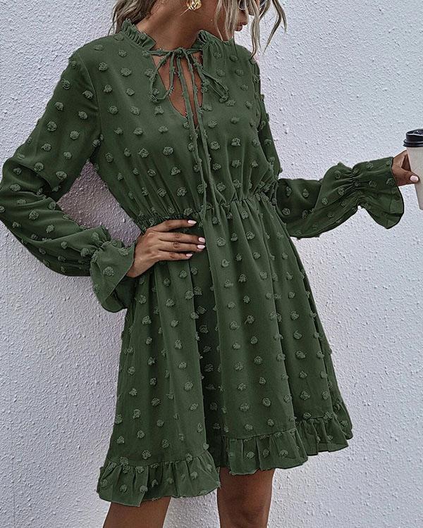 LP | Abito alla moda in pizzo chiffon con balze in vita
