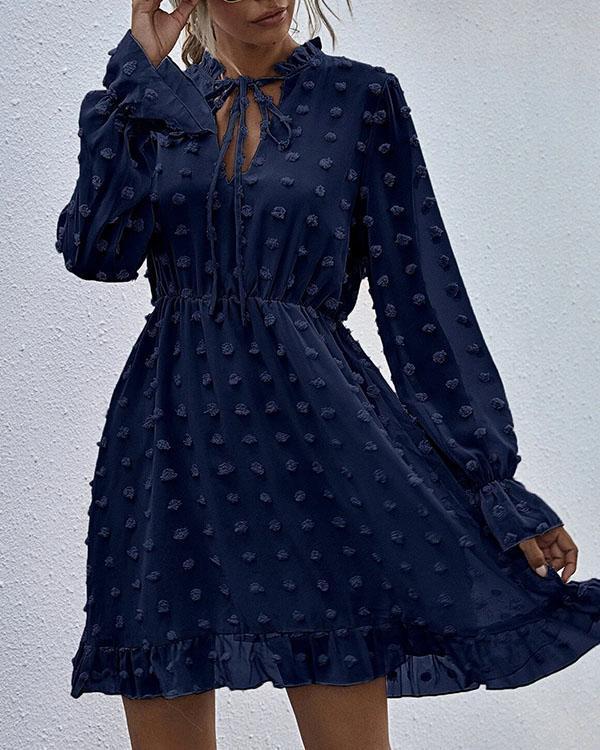 LP | Abito alla moda in pizzo chiffon con balze in vita