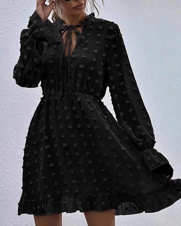 LP | Abito alla moda in pizzo chiffon con balze in vita