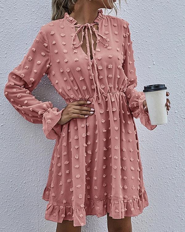 LP | Abito alla moda in pizzo chiffon con balze in vita