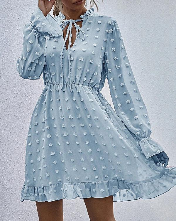 LP | Abito alla moda in pizzo chiffon con balze in vita