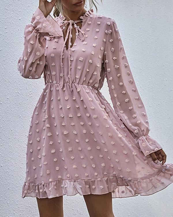 LP | Abito alla moda in pizzo chiffon con balze in vita
