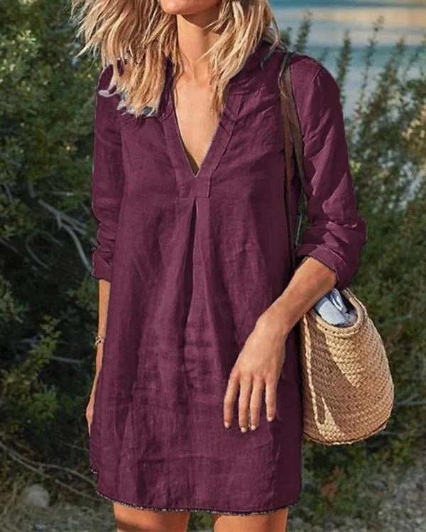 LP | Abito casual in stile vintage con scollo a V