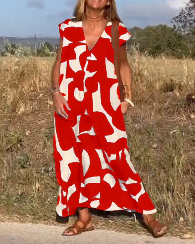 LP | Abito con scollo a V e stampa