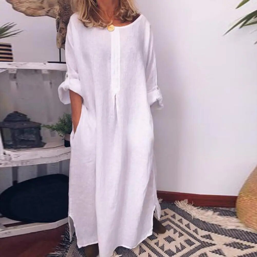 LP | Abito camicia lungo oversize in lino