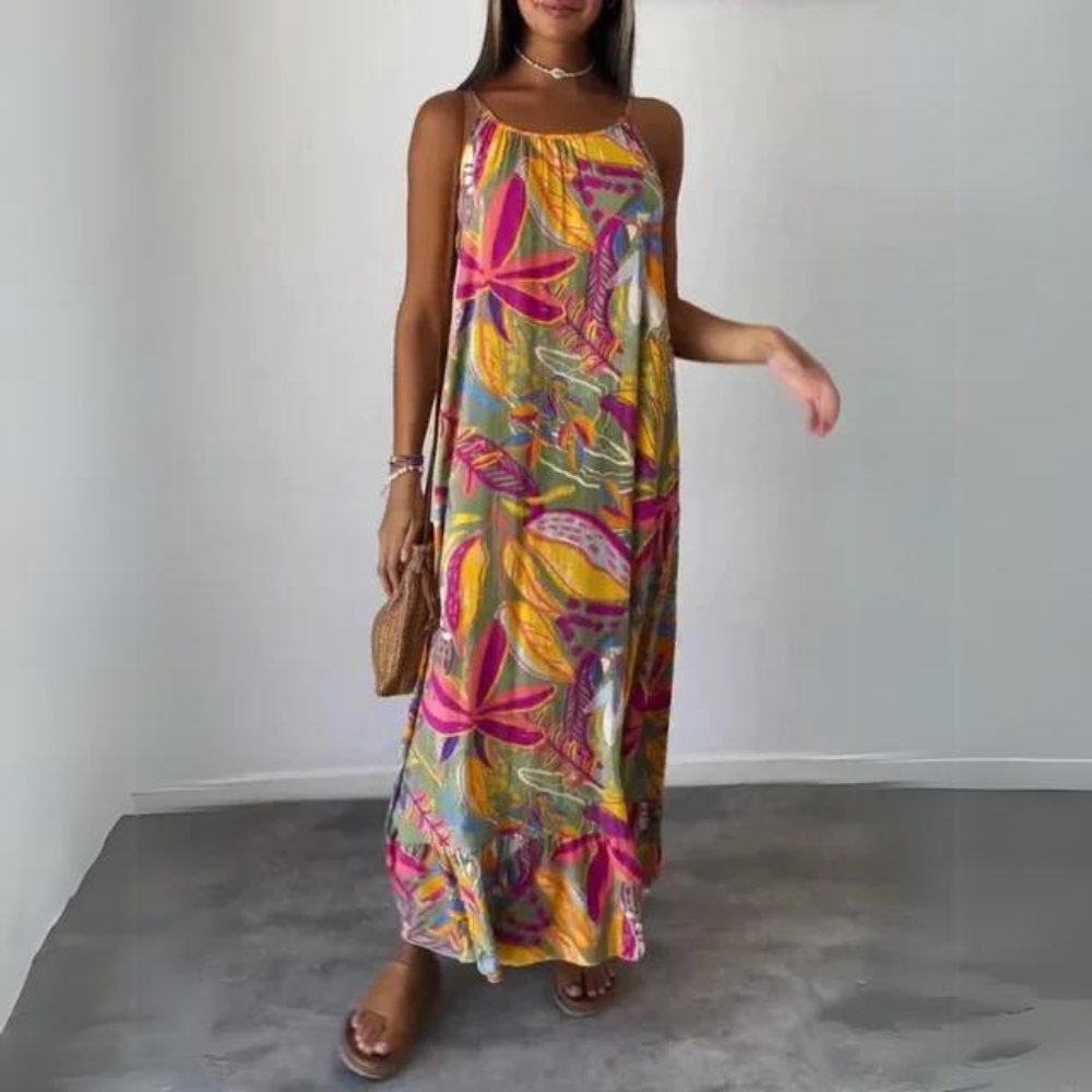 LP | Abito elegante senza maniche con motivo floreale