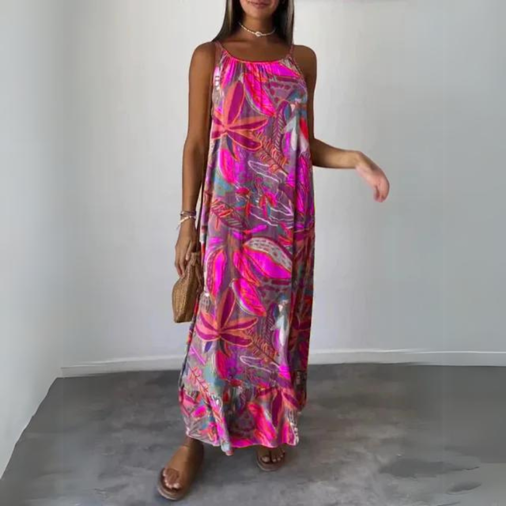 LP | Abito elegante senza maniche con motivo floreale