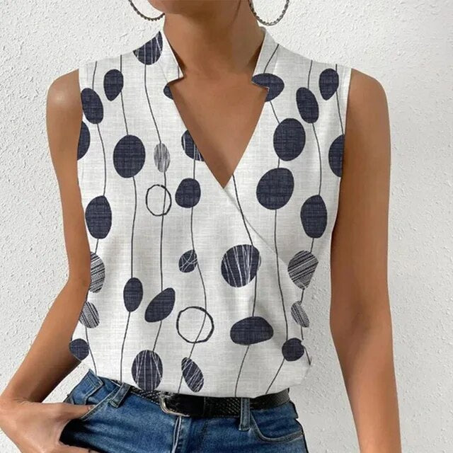 Top senza maniche LP | con stampa floreale e scollo a V