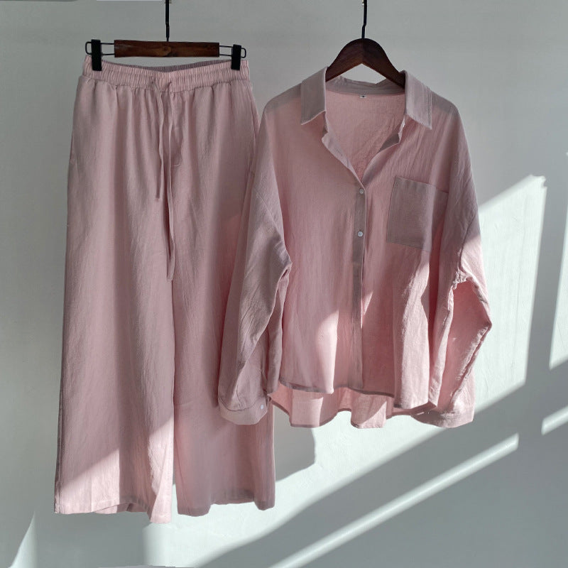 LP | Camicia e pantaloni a vita alta in cotone e lino