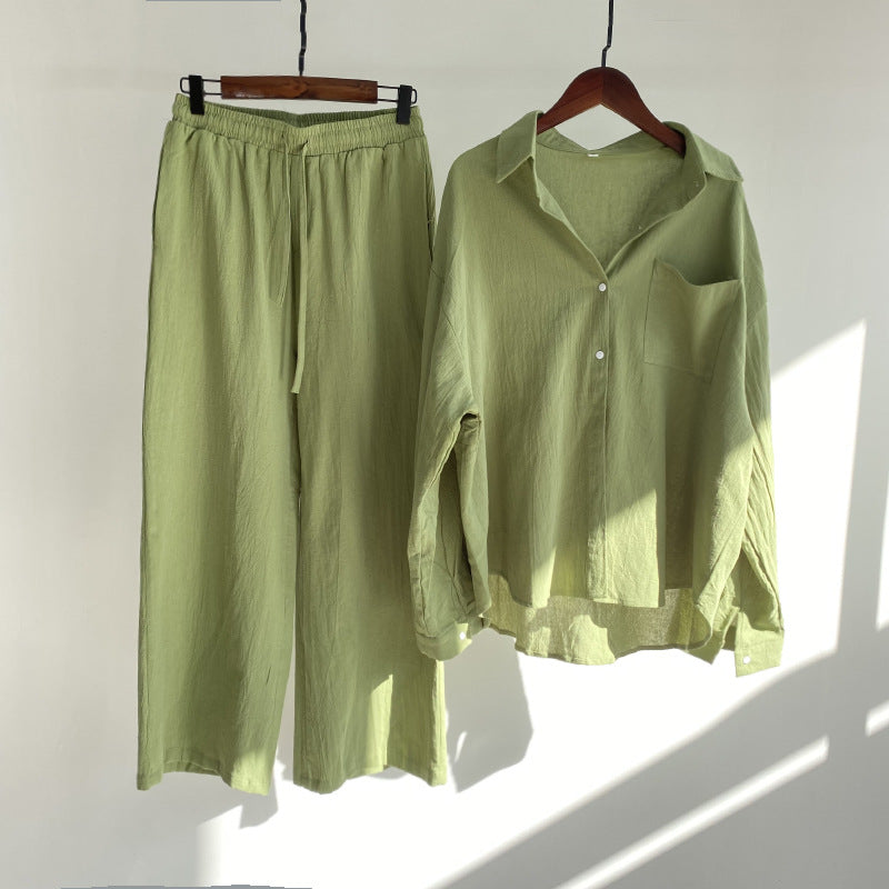 LP | Camicia e pantaloni a vita alta in cotone e lino