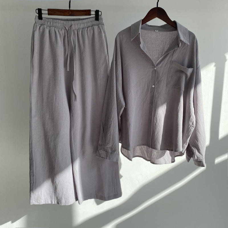 LP | Camicia e pantaloni a vita alta in cotone e lino