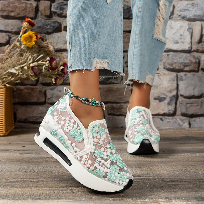 LP da ginnastica con piattaforma ricamata a fiori da donna LD |