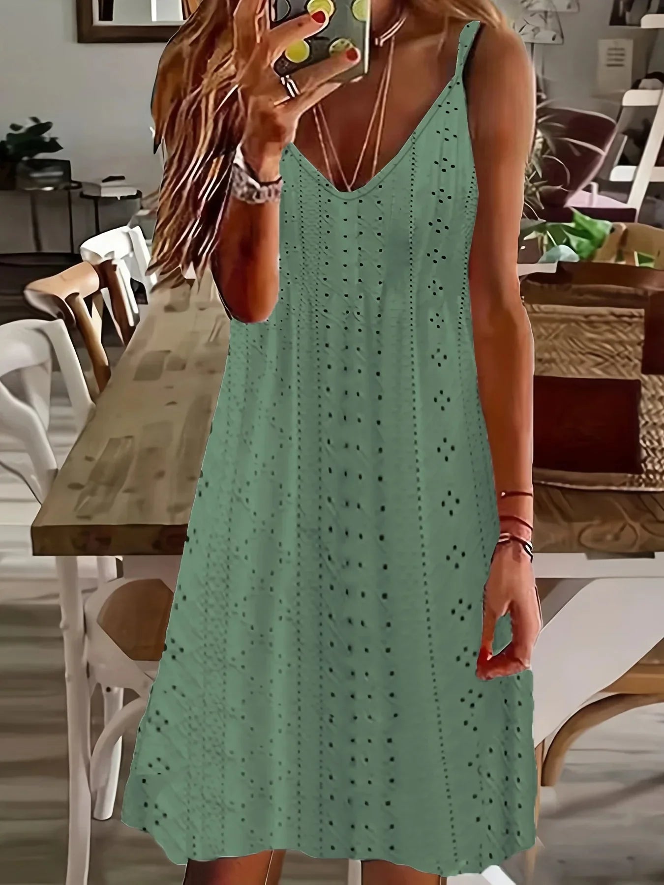 LP | 2024 AliExpress Europa e Stati Uniti Plus Size Donne Estate Nuova Scollatura Jacquard Scollo a V Cinturino Abito Unicolore