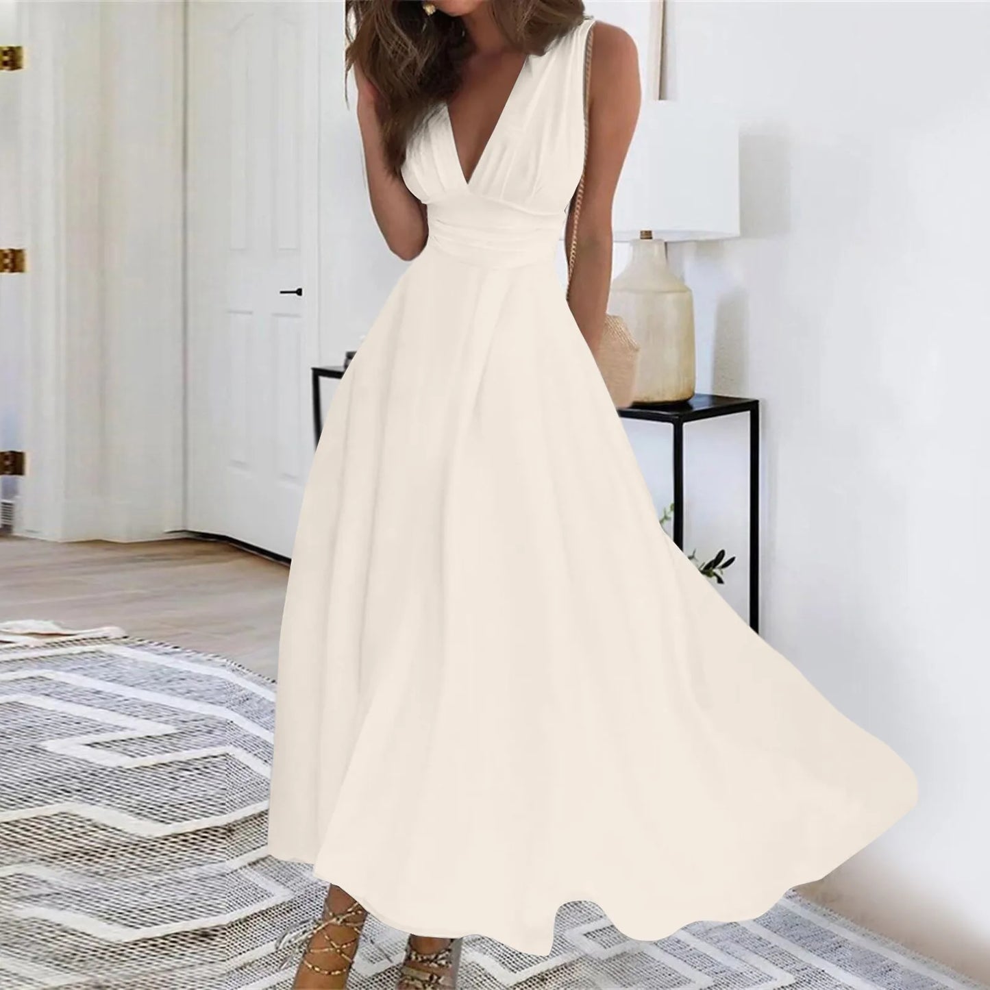 LP | Vestito casual da donna Swing Dress A Line Dress Floral Fashion Streetwear Outdoor Daily Date Print Sleeveless V Neck Dress