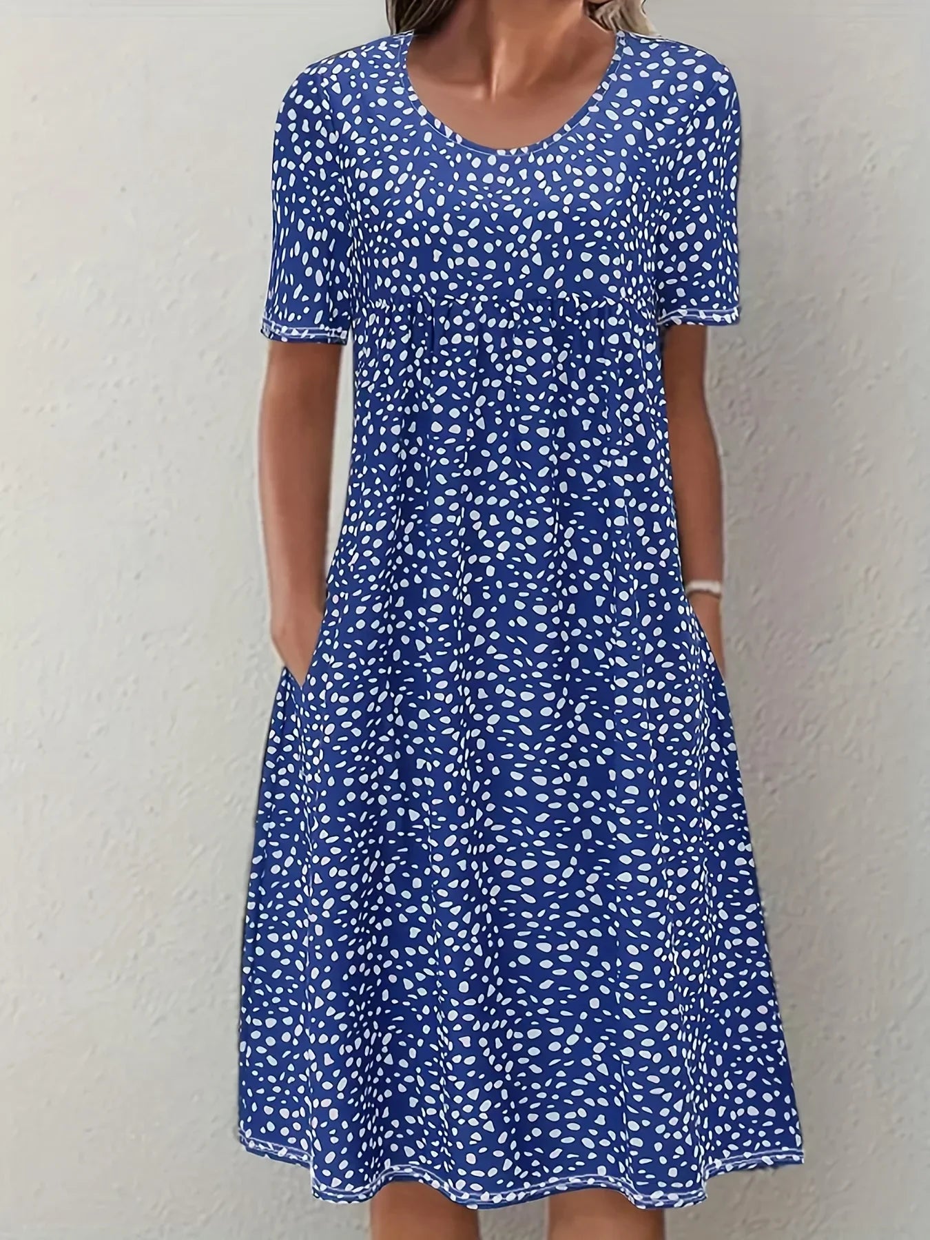LP | Vestito a maniche corte da donna, casual e allentato, a collo tondo, a fiori di Boemia