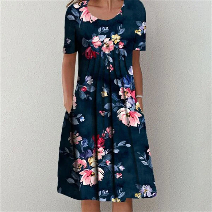 LP | Vestito elegante Donne Vestito temperamento casual Donne Manica corta Abiti allentati Vacanze di fine settimana