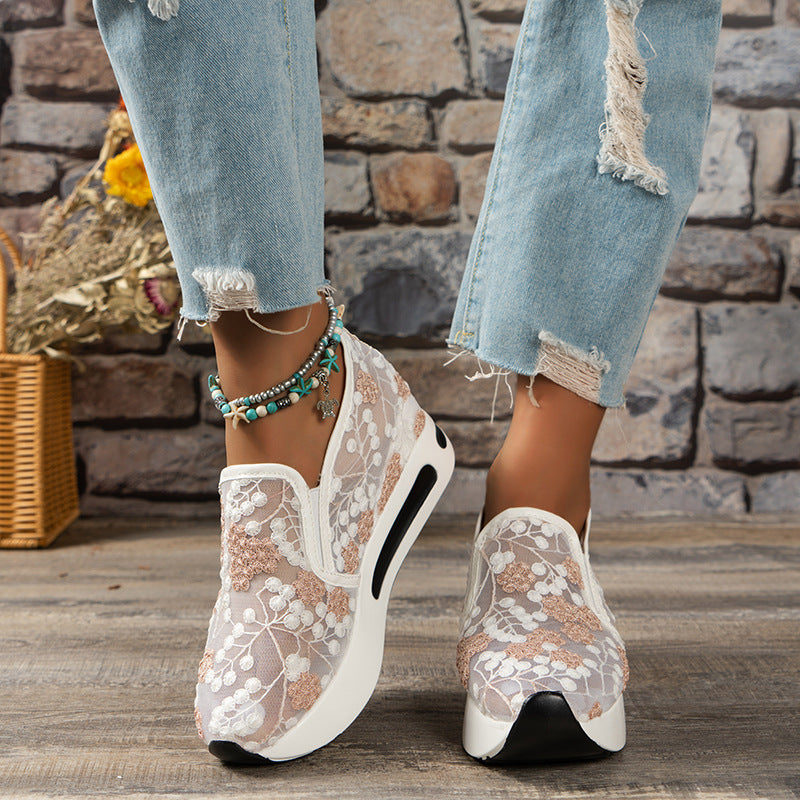 LP da ginnastica con piattaforma ricamata a fiori da donna LD |