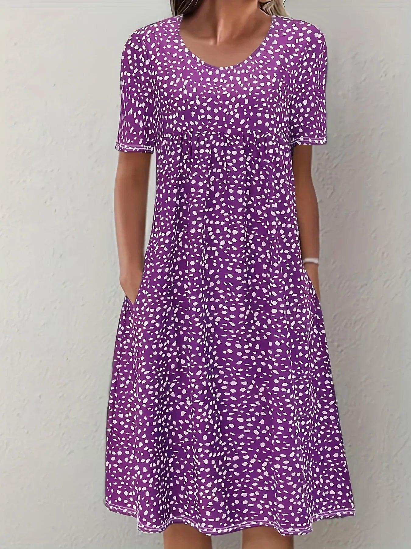 LP | Vestito a maniche corte da donna, casual e allentato, a collo tondo, a fiori di Boemia