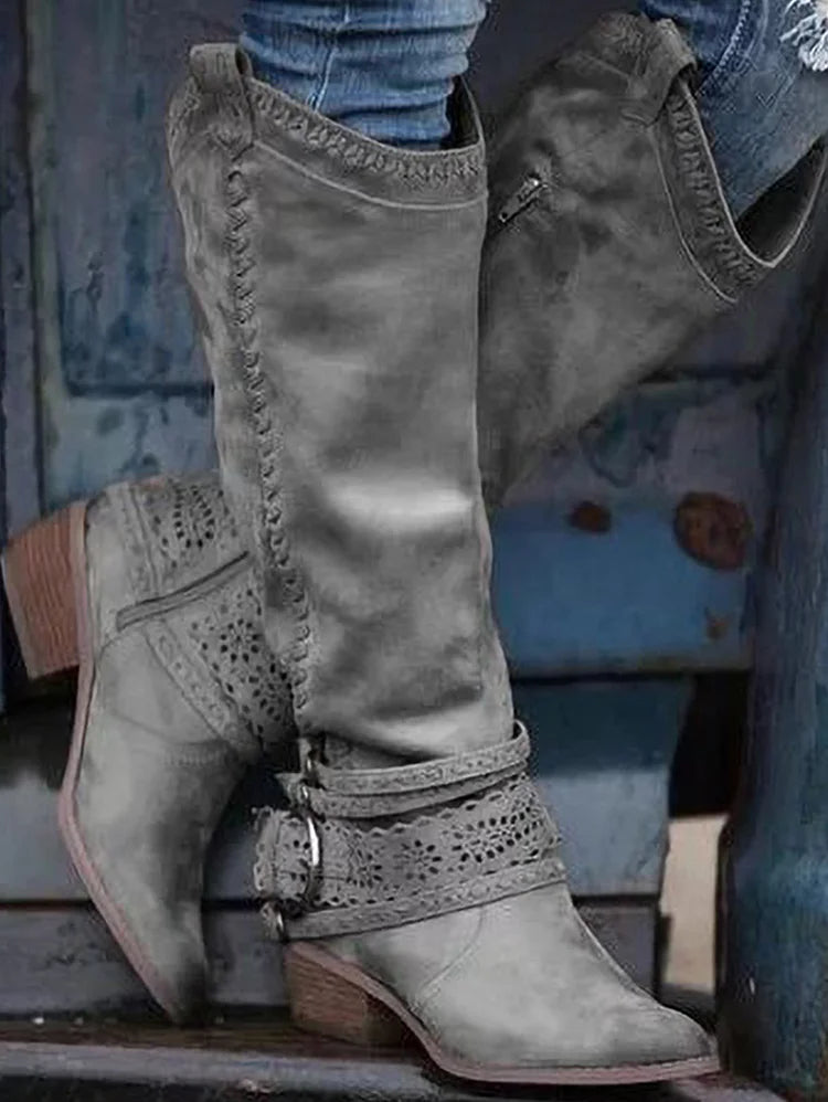 LP | Stivali boho western al ginocchio