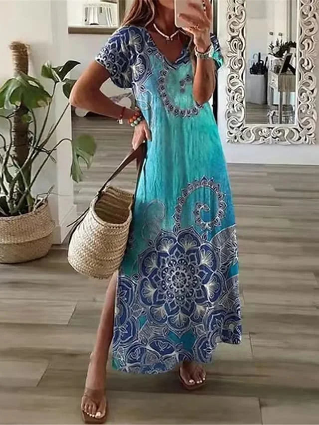 LP | Abito casual stampato con scollo a V per donna