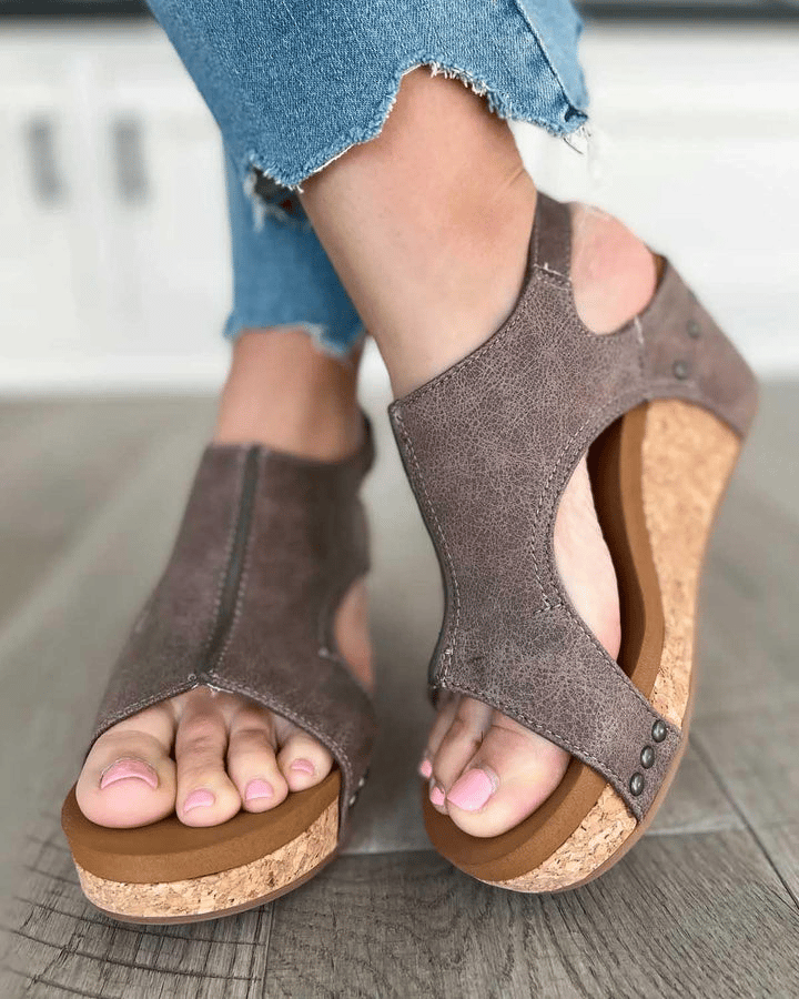 LP | Womens Casual Open Toe Wedge Sandals Chiusura con cinturino alla caviglia