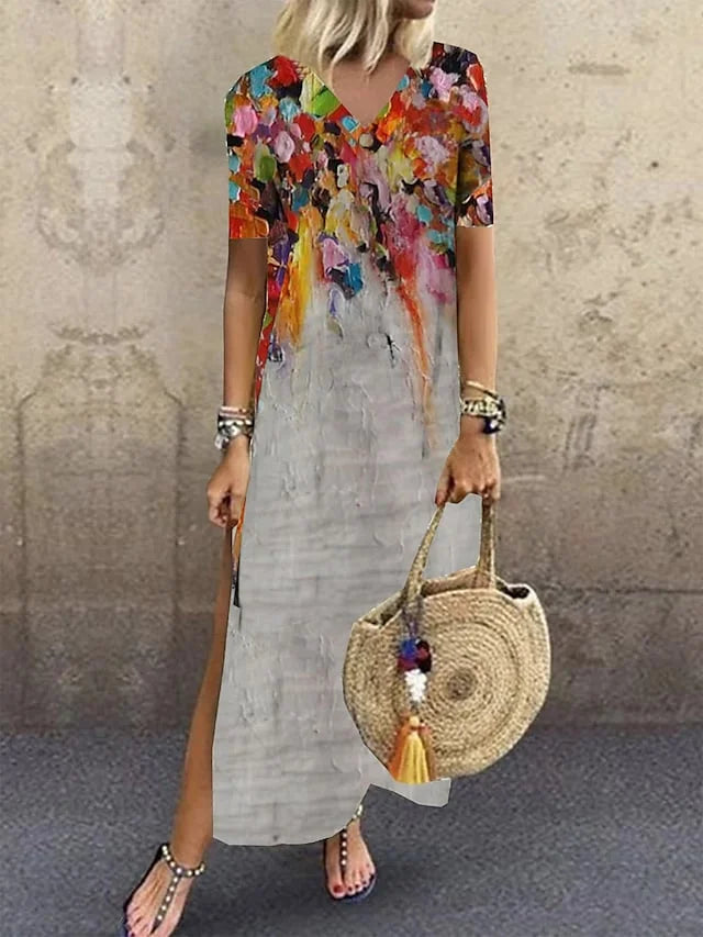 LP | Abito casual stampato con scollo a V per donna