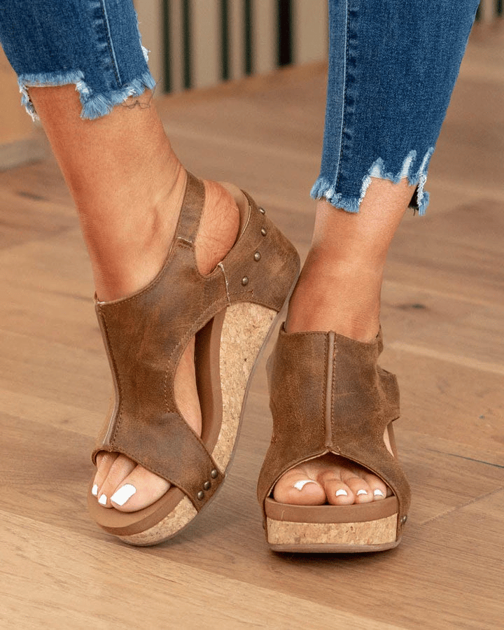 LP | Womens Casual Open Toe Wedge Sandals Chiusura con cinturino alla caviglia
